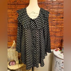 Polka Dot Black and White Women's Top